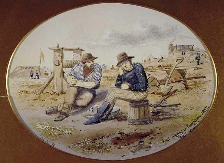 'Gold digging in Australia 1852: bad results'