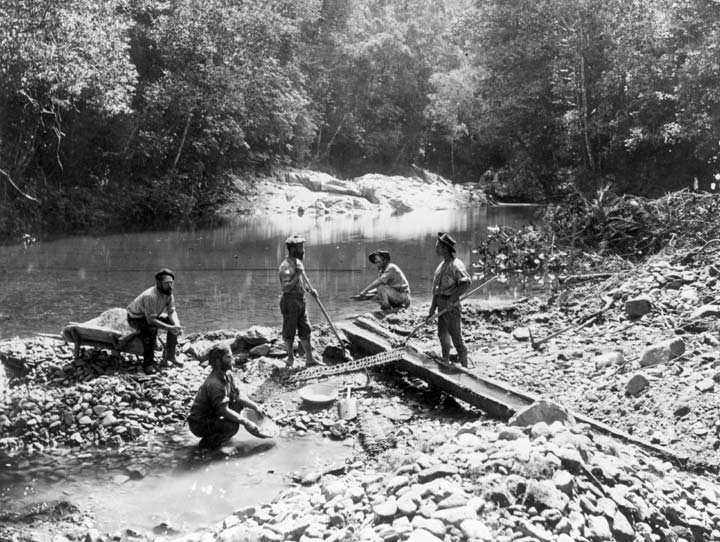 Panning for gold on the Mulgrave River, c1888
