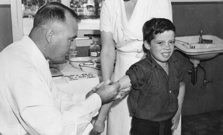 Schoolboy being vaccinated against diphtheria in Brisbane, 1940