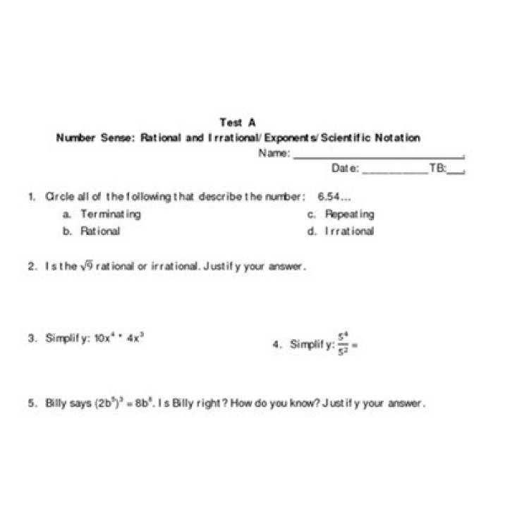 Formative assessment: scientific notation