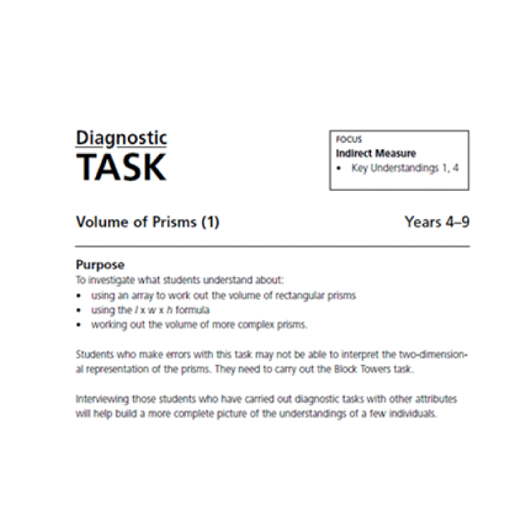 Diagnostic task: Volume of prisms