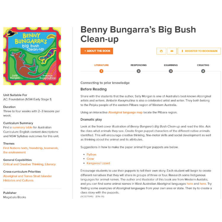 Benny Bungarra’s Big Bush Clean-up: Unit of work