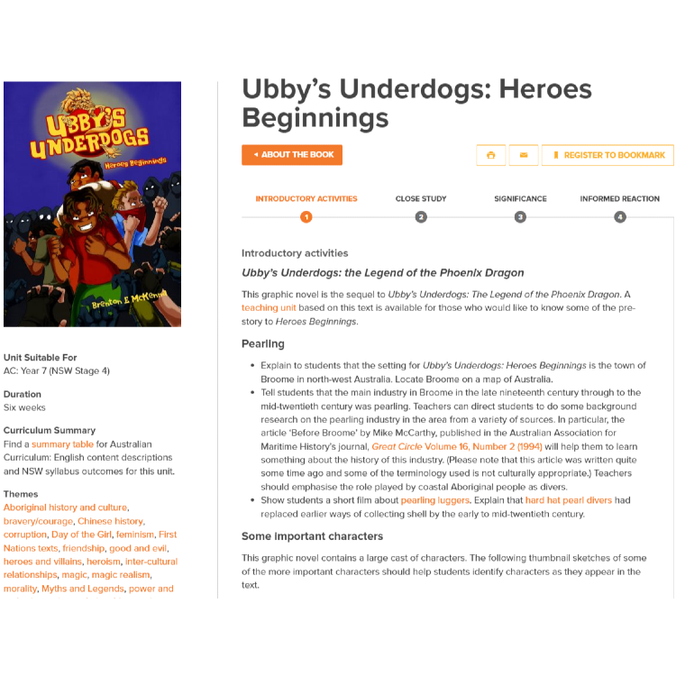 Ubby’s Underdogs: Heroes Beginnings. Unit of work