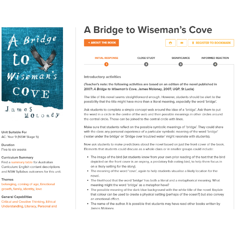 A Bridge to Wiseman’s Cove: Unit of work