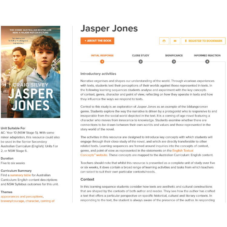 Jasper Jones: Unit of work