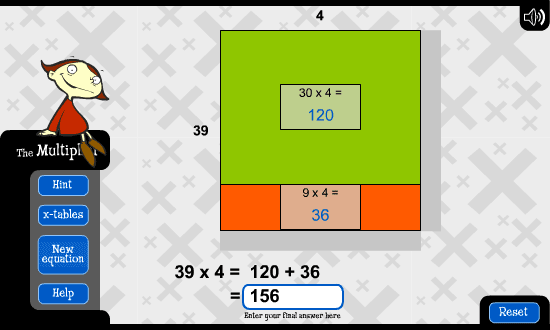 This image shows the number 39 being broken up into 30 and 9.