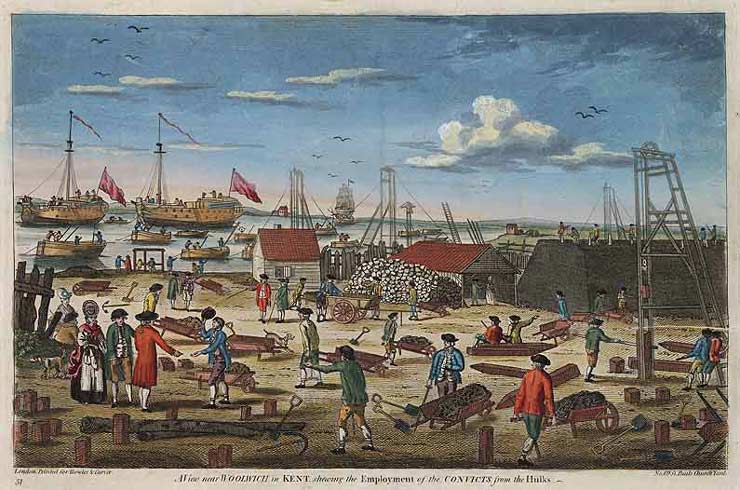 Convicts from hulks, Woolwich, England, 1779
