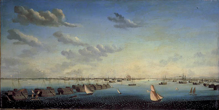 Prison hulks at Portsmouth, England, c1814