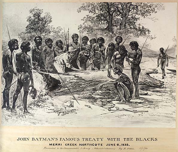'John Batman's famous treaty with the blacks', c1914