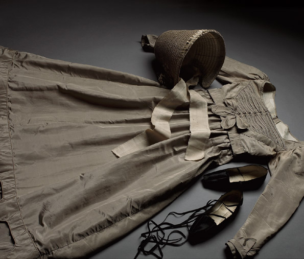 Dress with accessories, c1820s-40s