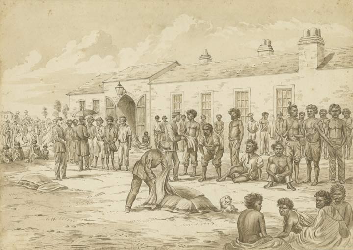 Distribution of blankets to Indigenous people in Brisbane, 1863