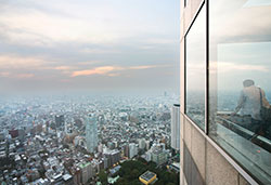 Foggy Tokyo viewed from a tall building