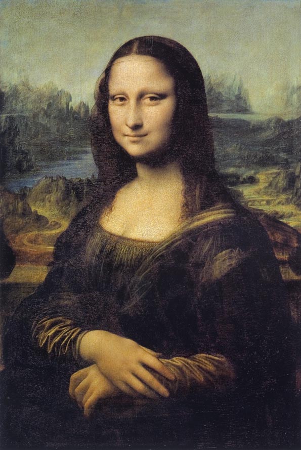 Portrait in oils of young woman against a landscape background