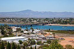 Port Augusta showing the harbour and bridge