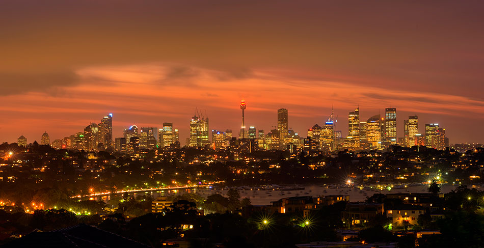 Sydney skyline at dusk