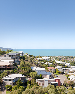 Houses looking onto the ocean